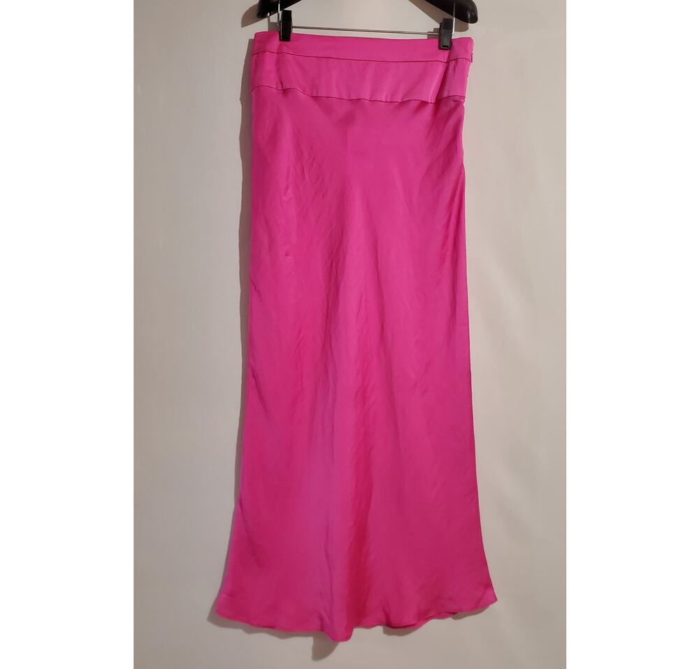 Free People NWT Normani Bias Satin Midi Skirt 12 Electric Bubblegum Barbie Pink
